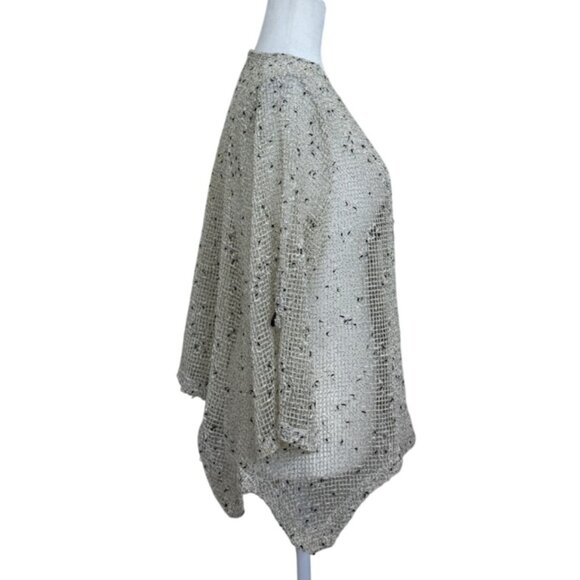 Nina Leonard Open Knit Cardigan Bolero Sweater Button-Front Beige Womens Size XL - Picture 2 of 8